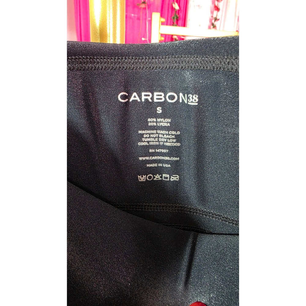 Carbon38 Metallic High Rise Leggings Small Black Shimmer 7/8 Yoga Pants - Picture 5 of 8